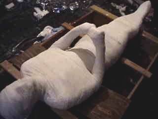 hardcase222:  mummified in plaster bandages  