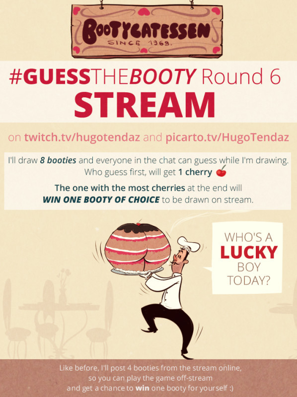   Bootycatessen is open :)Guess the Booty Stream game is on Picarto and Twitch.Winner