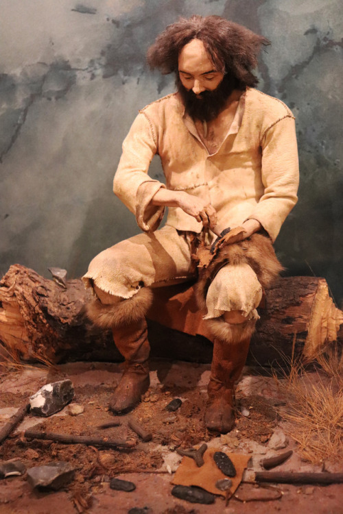 Late Stone Age Flint Knapping Reconstruction Model, Doncaster Museum and Art Gallery, South Yorkshir