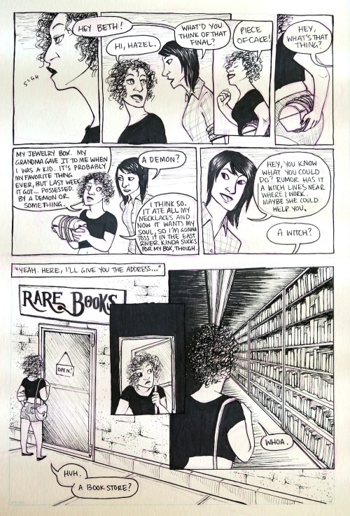 thefingerfuckingfemalefury:  phantomqueen:  my storytelling final! or, that week i almost went blind cross-hatching! it’s a couple weeks old at this point, but i’m still proud of it (all that cross-hatching…) even though looking back at it now i