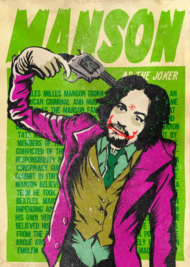 driveoncmyk:  Mash-up of real life bad guys with comic book villains. See more here.