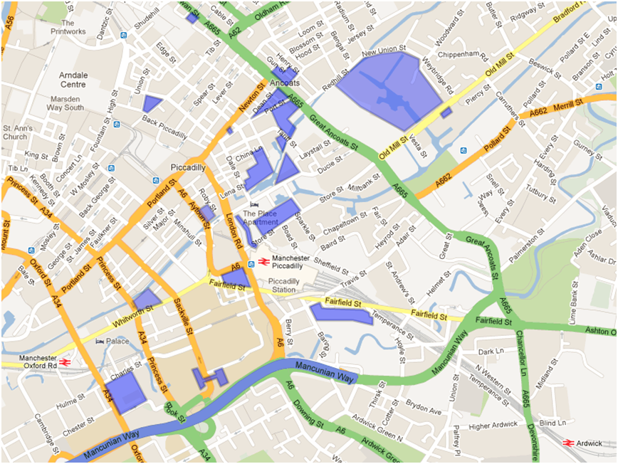 Map Manchester City Centre Parkstarter — A Map Of 'Suspended Spaces' In Manchester, Needing...