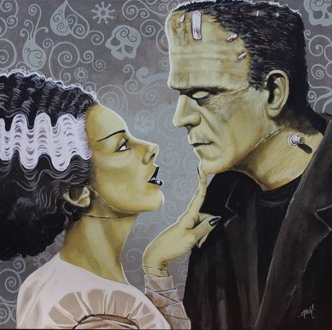 welcome2creepshow:  The Bride and Frankenstein Artwork by Artist Mike Bell