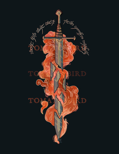just a bird whose intentions are good  A tattoo design commission of the  sword Narsil