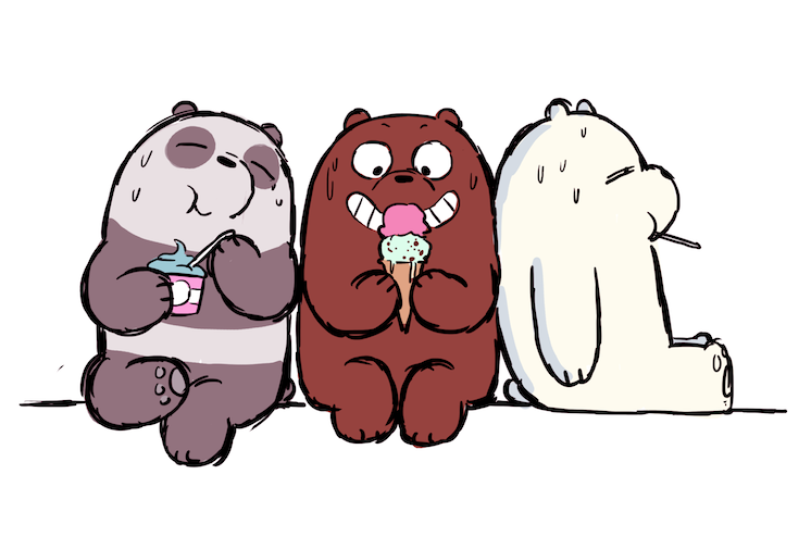 losassen:  A little sketch after work today of the bears enjoying some cold treats