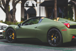 johnny-escobar:  458 Spyder in matte green 