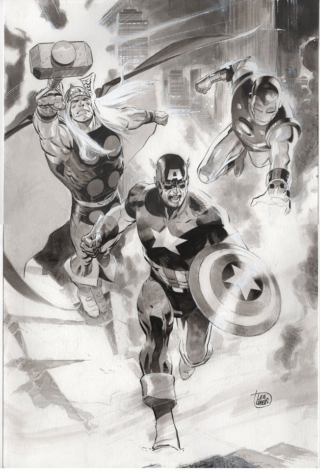 comicbookartwork:  Thor, Iron Man and Captain America by Lee Weeks 