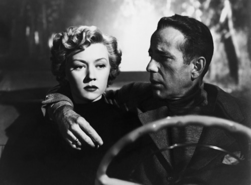 IN A LONELY PLACE (1950). Nicholas Ray directs Humphrey Bogart and Gloria Grahame in a film noir abo