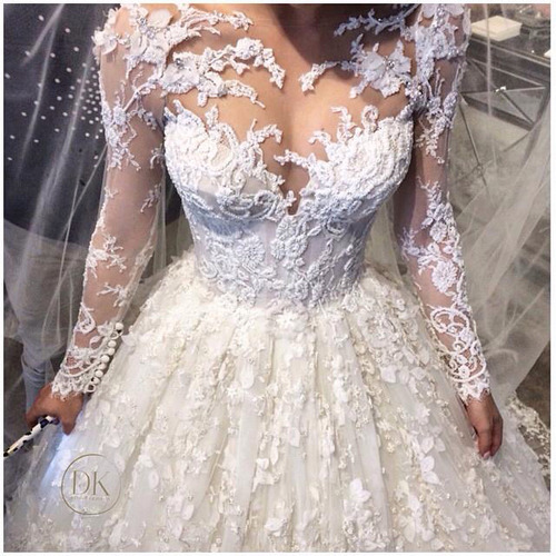 Lace sleeves wedding dress