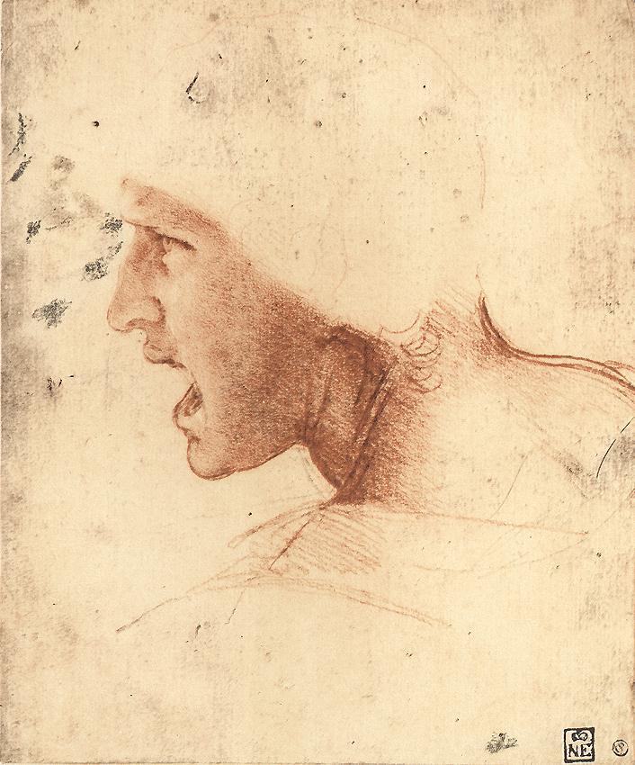 boysephemere:  Head of a Warrior (‘The Red Head’): Leonardo da Vinci, red chalk