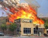 raychleadele:So there’s this artist, Alex Schaefer, who makes a bunch of paintings of Chase Bank burning. There’s just so many of these and I think it’s incredibly funny butI just read this bit from the artist andThis is a “plein air”