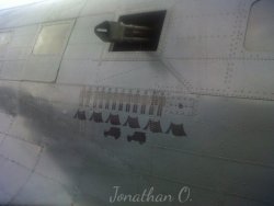 enrique262:  Fuerza Aérea Colombiana, Douglas/Basler AC-47T “Fantasma” COIN gunship displaying her kill marks under one of her GAU-19 .50 BMG Gatling gun. Source.