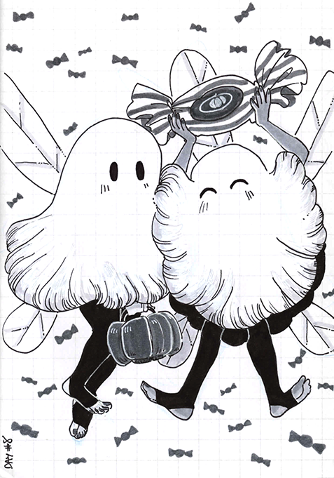 Day 8 spoopy time! do you think fairies wear hand towels as their ghost costume?