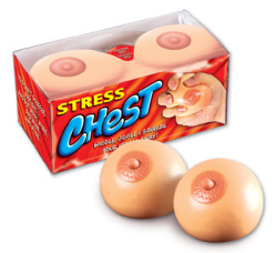 superkinkygaggifts:  Squeeze these breasts when stressed.   I have one of these, they are great! The other burst. My neighbour gave them to me when she was moving.