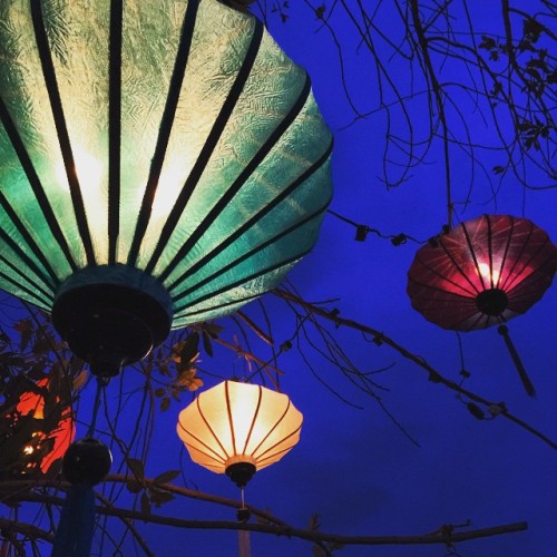 Lanterns at night. If you stare at it for awhile, it looks 3D&hellip;or is it just me? lol #hoia