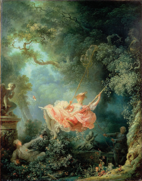 18thcenturyart: Jean-Honoré Fragonard - The Swing (1767), oil on canvas from Hark! A Vagrant&