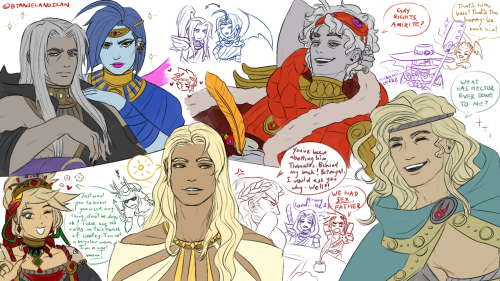 some random Hades doodles from last night’s Discord stream (plus BoZ!Apollo requested by my fr