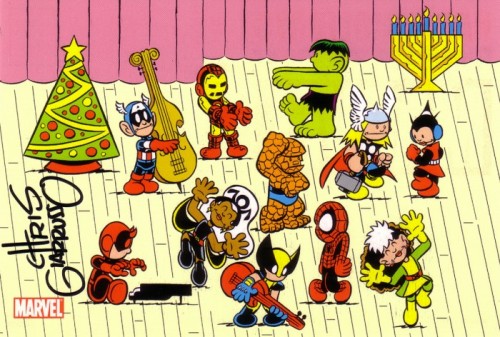 brianmichaelbendis:  Marvel Holiday Cards by Chris Giarrusso  