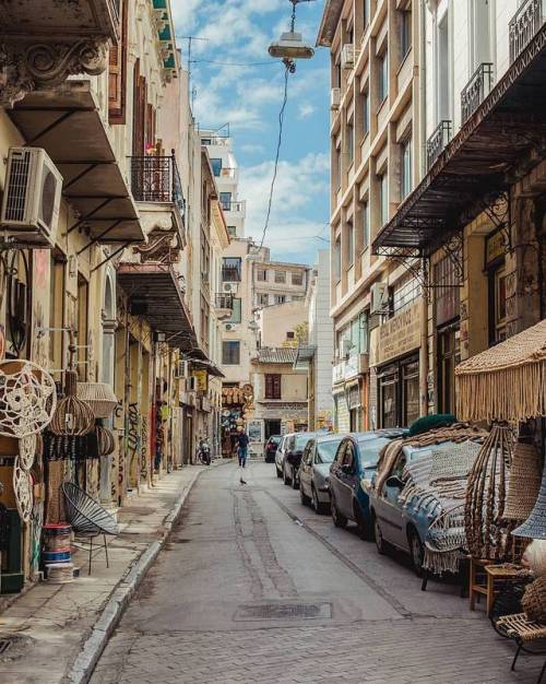 A street with traditional shops with ropes and furniture at #Psirri neighborhood in #Athens #greece 