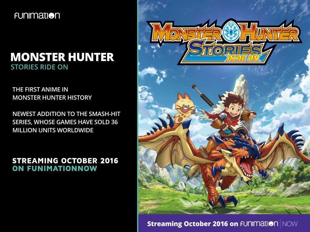 Monster Hunter Stories anime streaming in October ⊟Funimation has picked up the Monster Hunter Stories: Ride On anime, to be streamed (presumably subtitled) on Funimation’s service in October. I’ve never used FunimationNow, but it’s got apps on a...