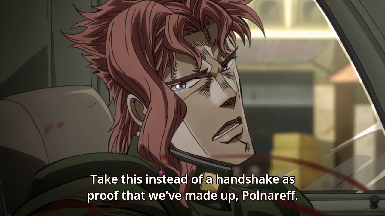 mrspanner:  Take this instead of a handshake as proof that we’ve made up, Polnareff.