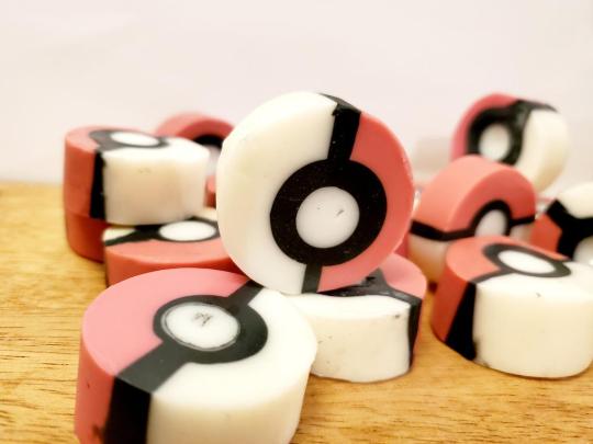 Glow-in-the-dark Pokeball Soaps made by warewisesoaps