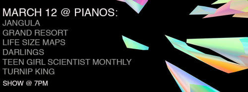 We’re back at Pianos tonight in NYC - 8pm. Fantastic Line Up of bands!