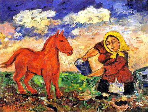 Peasant and horse, 1910, David BurliukMedium: oil on canvas