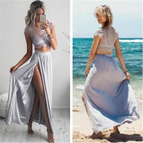 okbridalstudio:  2017 Fashion prom dressLace Two Pieces Prom Dress, buy it from here: goo.gl