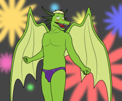 Just a drunken dragon dancing in his underwear
