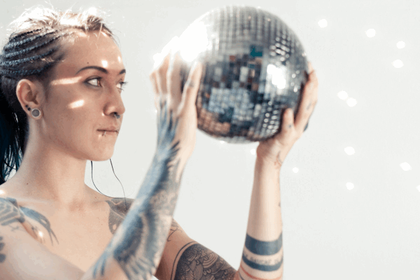 dwam:  Self with disco ball - Nantes, Sept 2014 