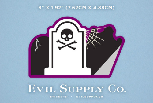 evilsupplyco: Graveyard Trio sticker ($1.25) When the moonlight hits the graves just so, they light 