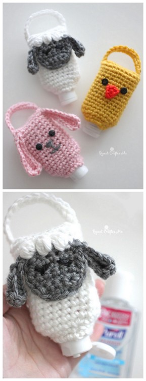 truebluemeandyou: DIY Crochet Animal Hand Sanitizer Patterns These animal crochet holders fit 2 oz h