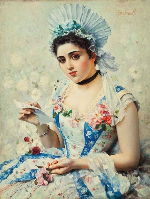The Letter. Federico Andreotti (Italian, Academic, 1847-1930). Oil on canvas. Andreotti received his