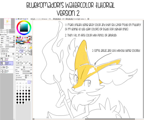 bluekomadori: The tutorial of how I achieve watercolor effect in Sai! :) I highly recommend using r