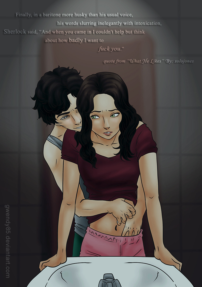 Adlerites on Tumblr: Sherlock Holmes  Irene Adler fanart inspired from one  scene of the fanfic “What He Likes” by solojones WARNING! Fanfiction...