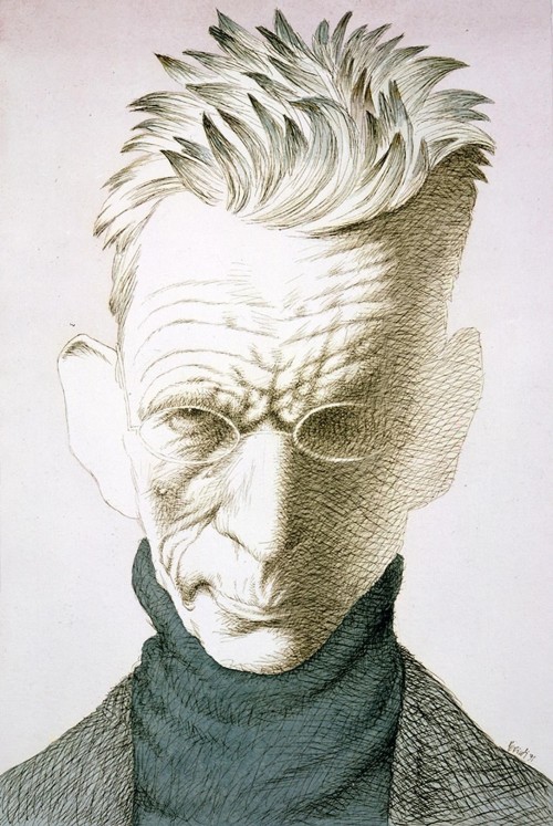 jareckiworld:Tullio Pericoli — Samuel Beckett  (watercolour &amp; ink on paper, 1991)