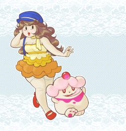 cactusburglar:My trainer in X with a jiggly slurpuff.  This is so wonderful!!!!!!!!