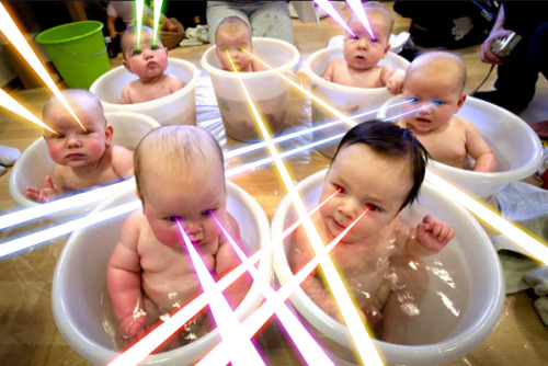 thefrogman:  One of my first major claims to fame was a website called Babies With Laser Eyes. These are some of my favorite creations from that.  