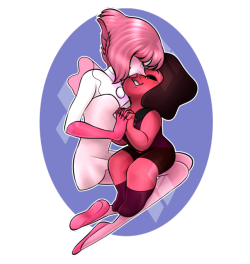 xsylvia-black-drawsx:Here’s my interpretation of what the two gems could have looked like before fusing into Rhodonite. uu I had fun drawing these two! Picking out their colors was my favorite part~ 