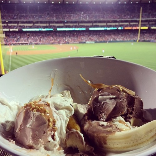 Oh just eating a giant banana split at a #baseball game. #Angels