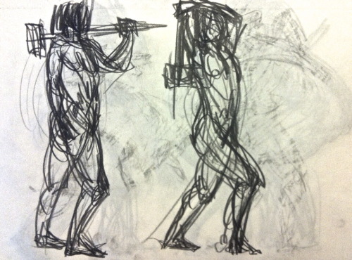 1 &amp; 2 minute sketches. This new model at Croquis Cafe is really great!