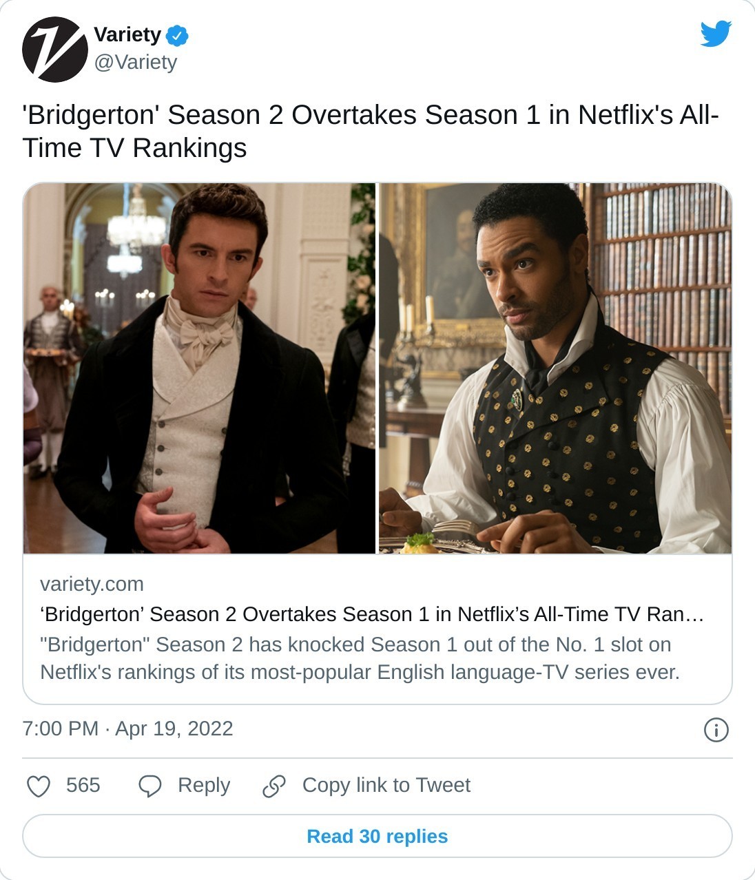 Bridgerton' Season 2 Tops Season 1 in Netflix's TV Rankings