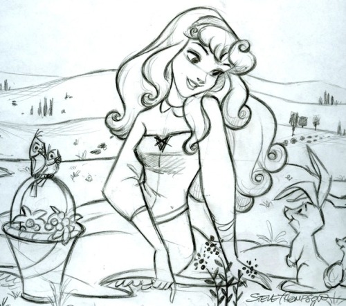 stevethompson-art:  Art of Aurora - pencil vs. color detail - Steve Thompson