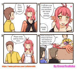 greenteanekomoefactory: MonGirl 4koma 120 - ServiceSupport us at Patreon for more comics in future!https://www.patreon.com/collateralds