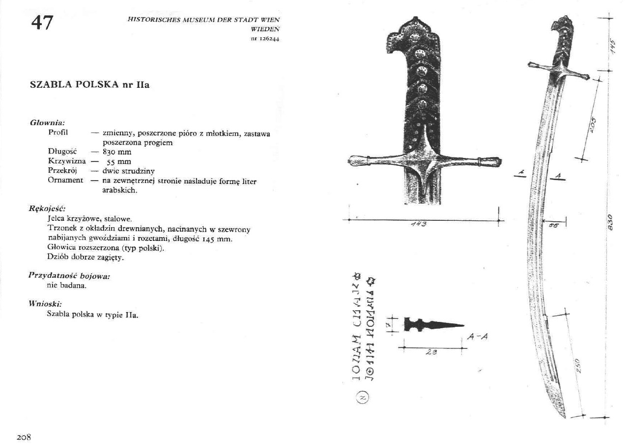 Types of Polish war sabres (szable, singular: szabla) from the 16th to the 18th centuries. Source: Wojciech Zabłocki “Cięcia prawdziwą szablą”, 1989. Part 5/7 - types IIa and IIb.