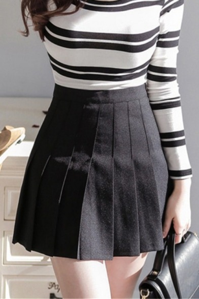 ryoungcy: Tumblr Skirts  Plain Mini A-Line Pleated Skirt  Floral Embroidery Leather