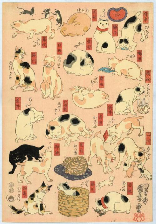 Kuniyoshi Utagawa 歌川国芳 (Japanese, 1797–1861, b. Nihonbashi, Tokyo, Japan) - Cats Suggested by the Fi