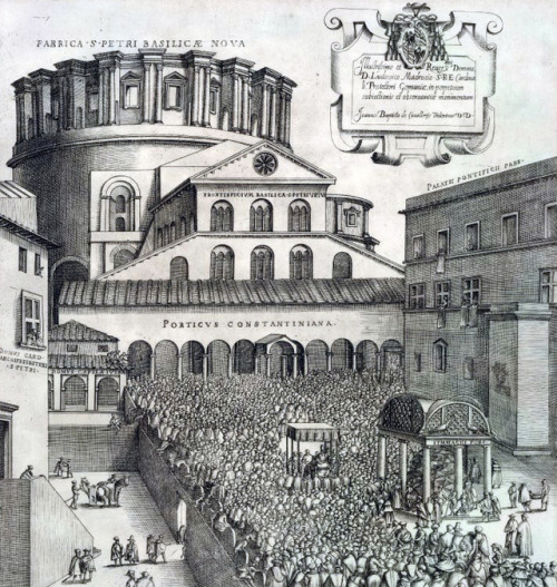 The ceremony of the opening of the Porta Santa for the Jubilee of 1575, with crowds of pilgrims stan