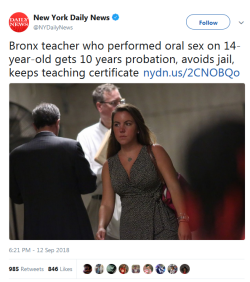 onlyblackgirl: whyyoustabbedme:  whyyoustabbedme: How is she not a registered sex offender?   AND she still gets to teach??? 